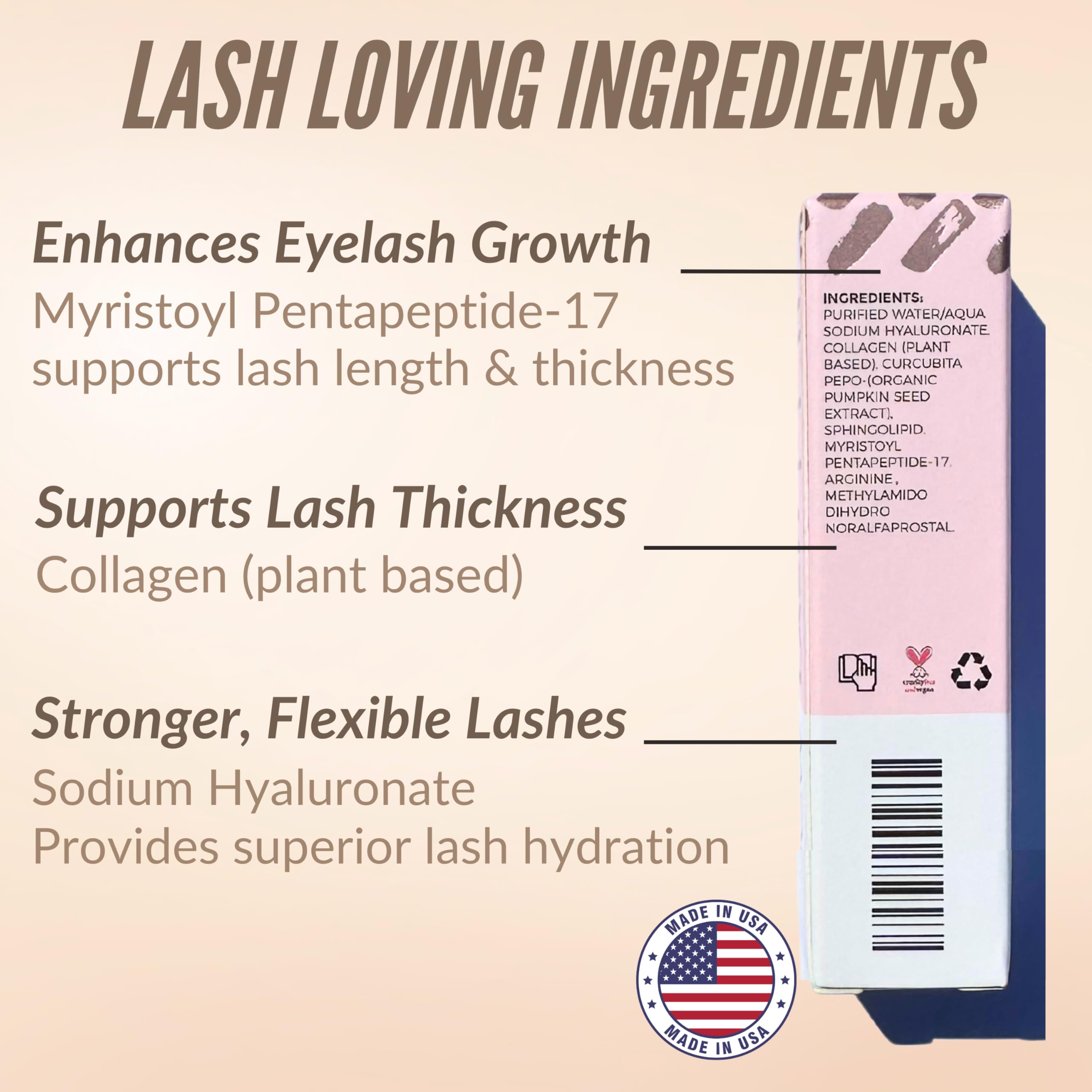LeVaye Show Lash Serum cruelty-free badge on the product label