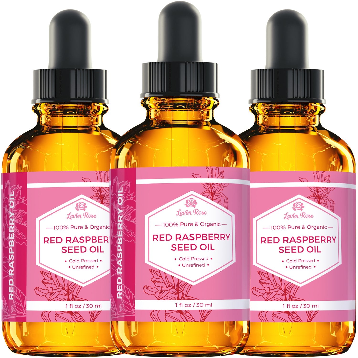 Aceite orgánico de frambuesa roja Leven Rose, cuidado nutritivo