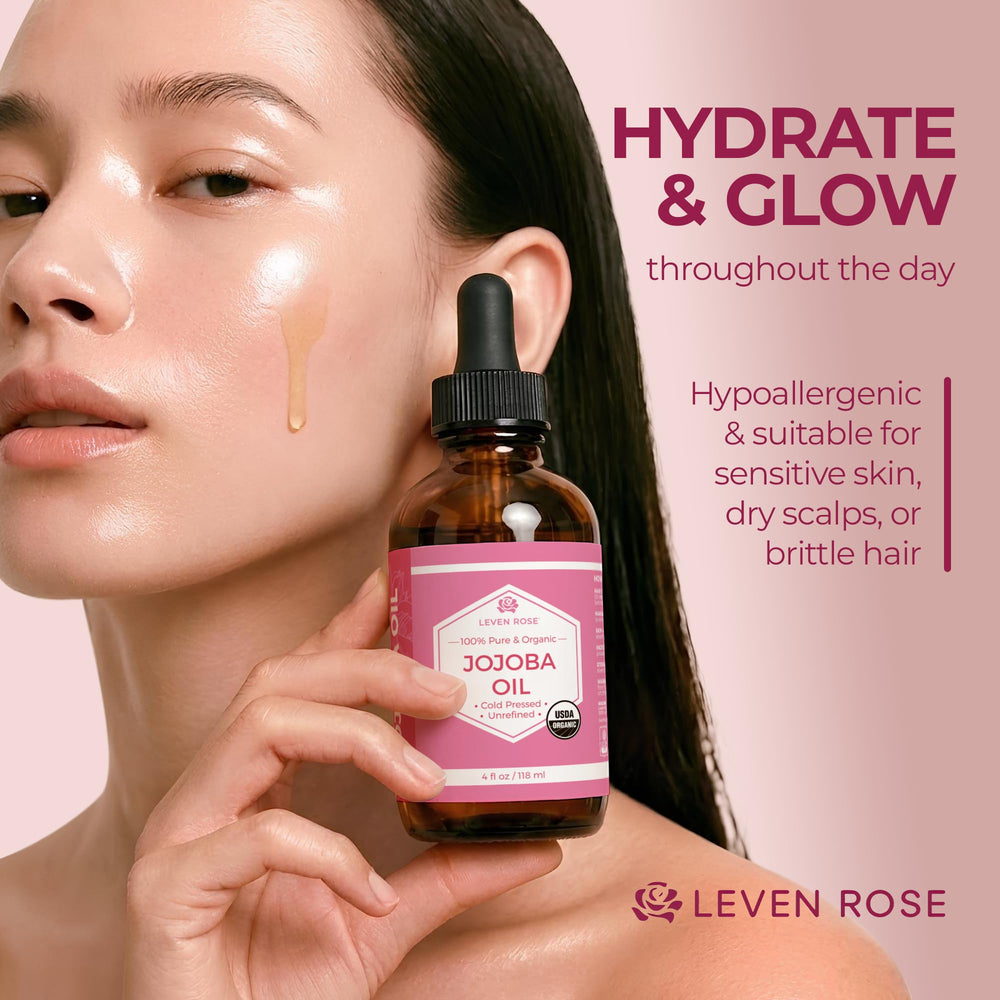 Leven Rose Aceite de Jojoba: uñas y cutículas cuidadas para manos saludables.
