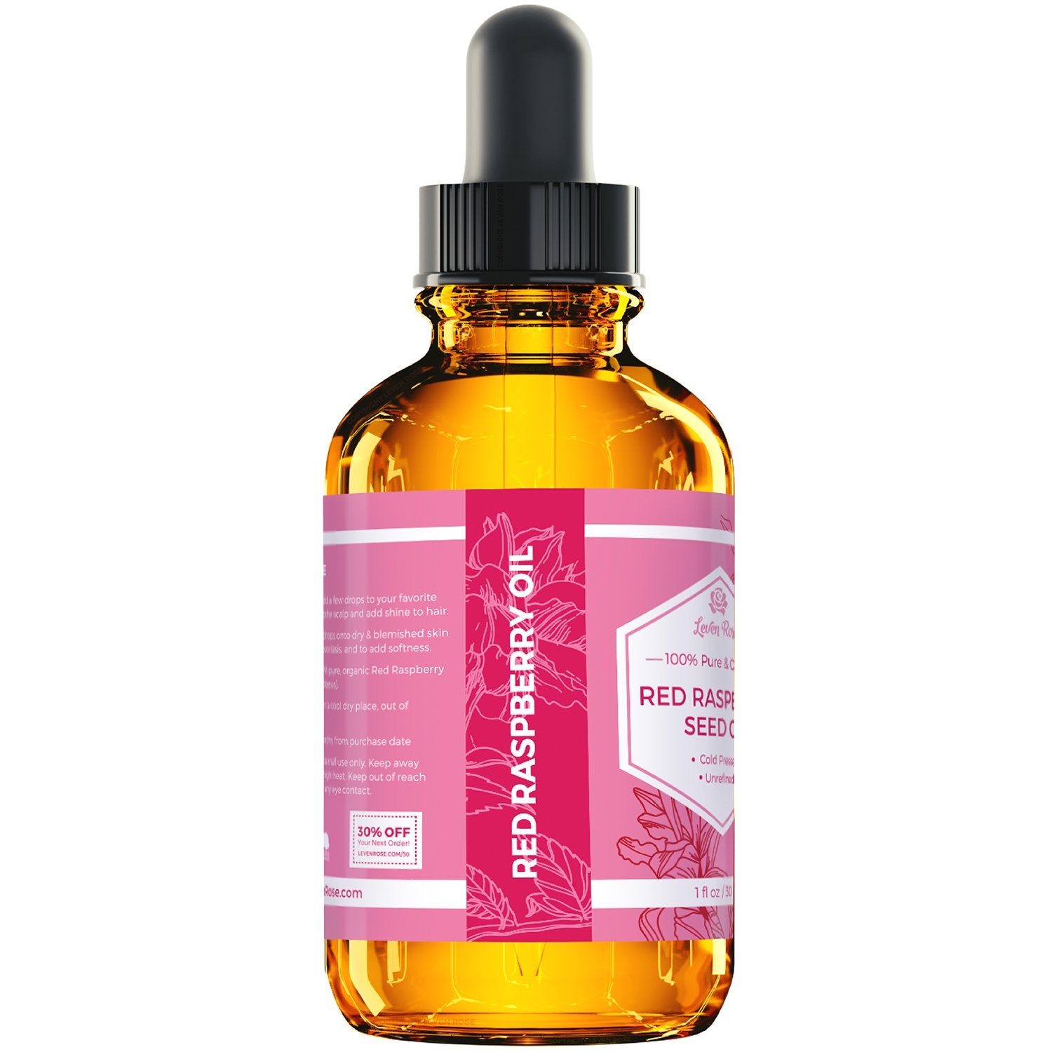 Producto Leven Rose, aceite de semilla de frambuesa, uso diario para hidratación
