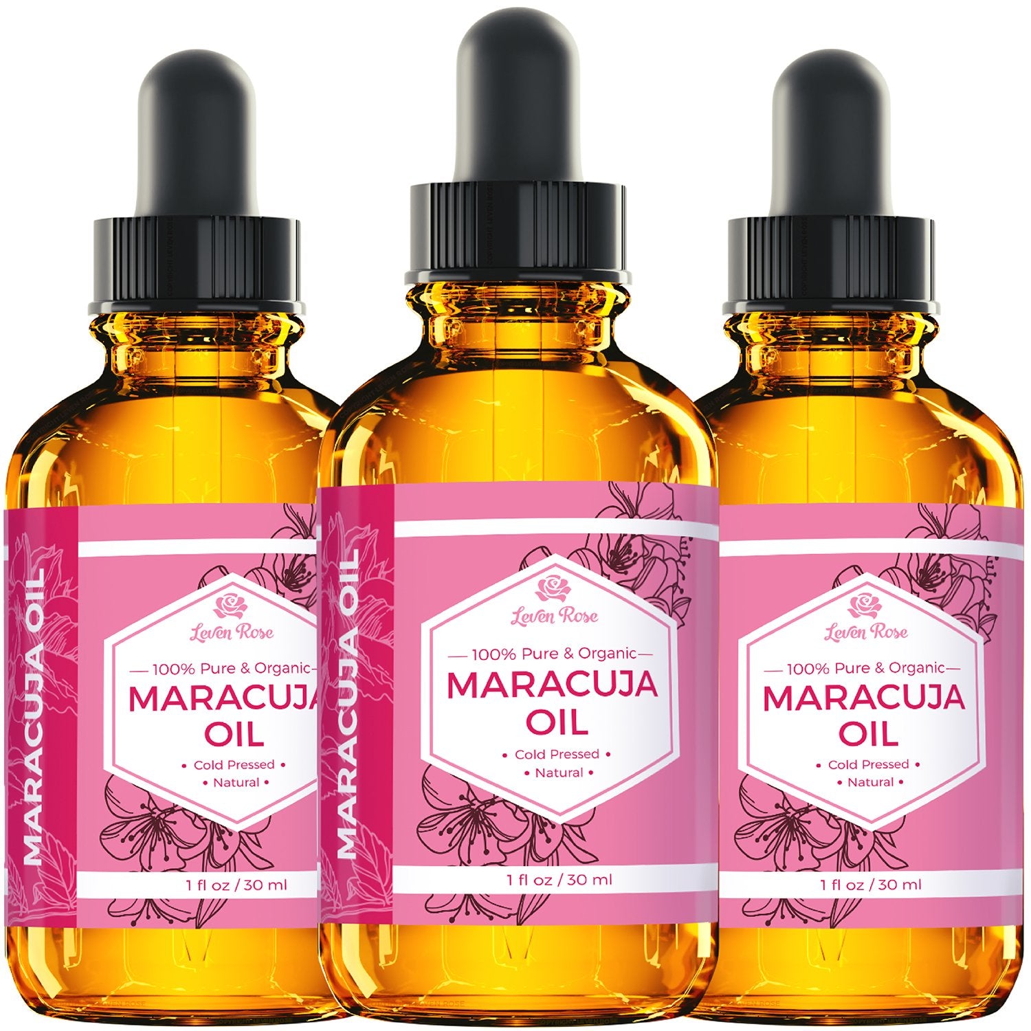 Leven Rose Aceite de maracuyá textura sedosa: absorción rápida para uso diario.
