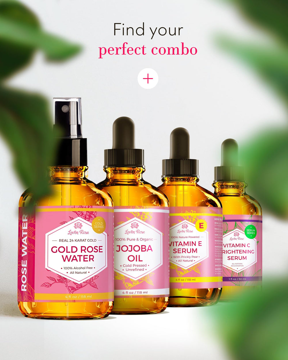 Leven Rose 24K tonico infusion natural de rosas, aroma suave