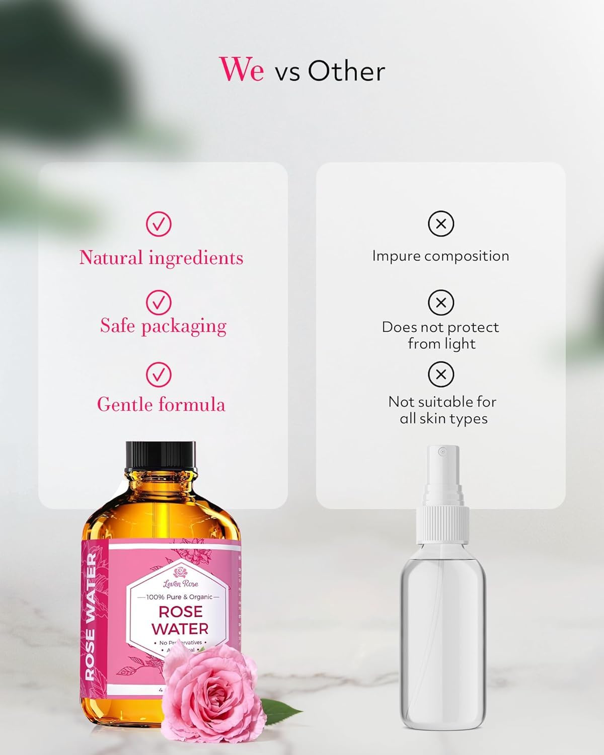Leven Rose Modo de uso facial y capilar para frescura diaria.