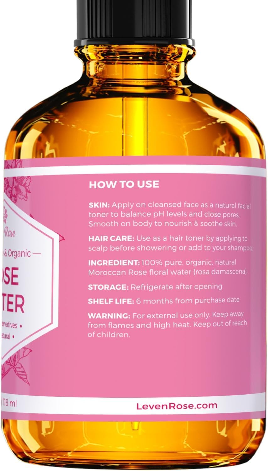 Leven Rose Envase ámbar oscuro protege la rosa y conserva el aroma.