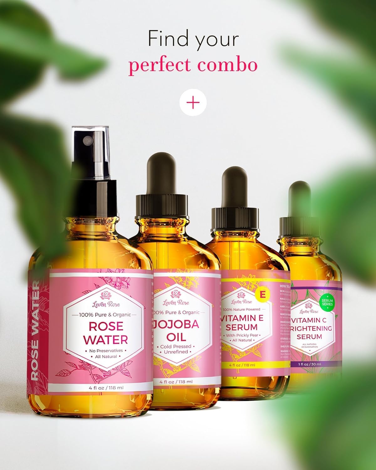 Leven Rose Ingrediente único: agua de rosas concentrada para aplicación rápida.