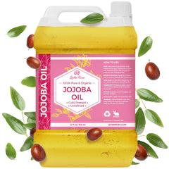 Leven Rose jojoba oil 32oz bulk bottle pour for easy refills and skincare routine.