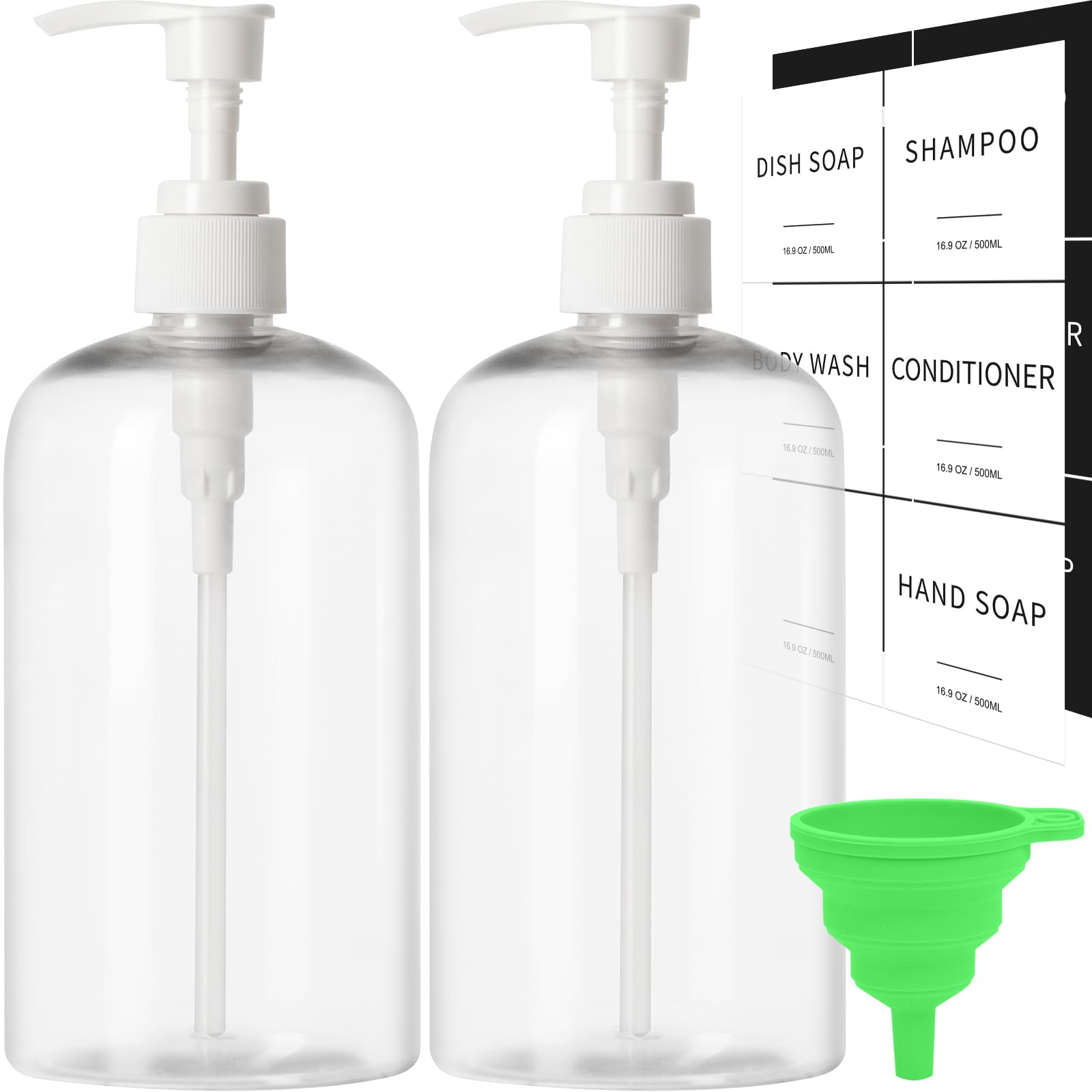 Lewistin clear-dispenser 2-pack with 16.9 oz bottles for easy kitchen and bathroom use.