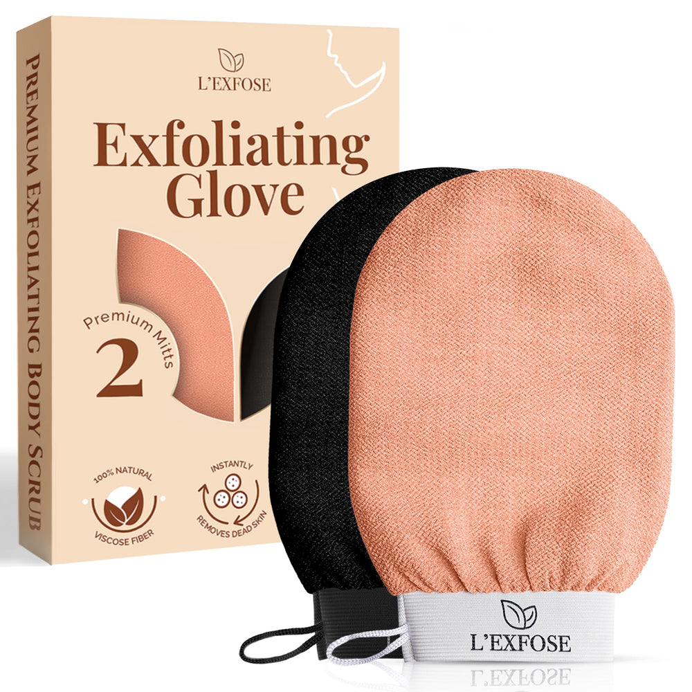 L'Exfose Kessa Hammam glove set for at-home spa-like exfoliation.