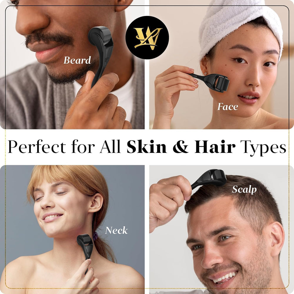 Derma roller Lexi White Beauty para barba, uso preciso en zonas faciales