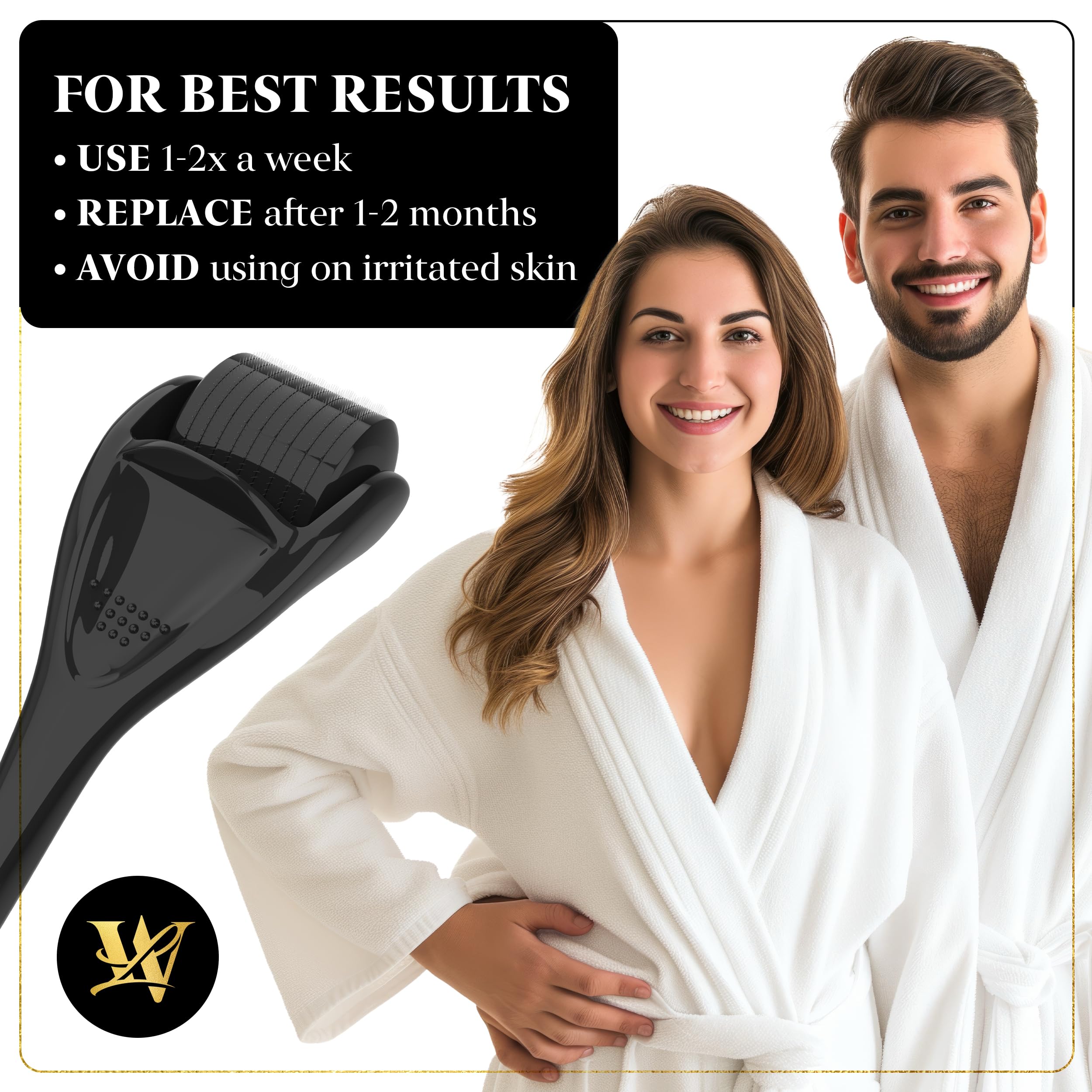 Rodillo de microagujas Lexi White Beauty con estuche higiénico para almacenamiento