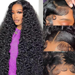 Leximi deep wave lace front wig 32in front view showing full volume