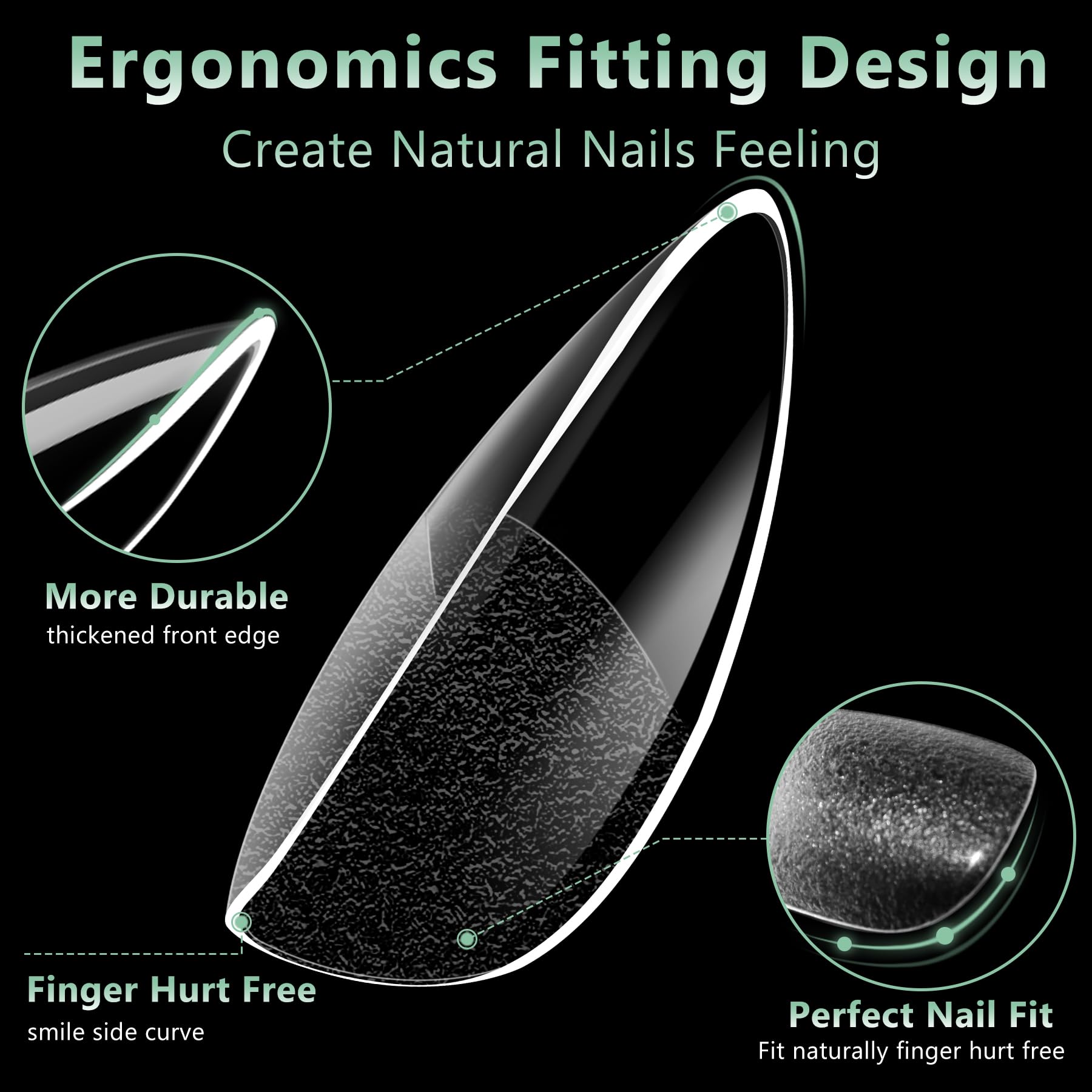 LEYKOSH almond nail tips in 12 sizes for a precise, customized fit
