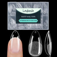 LEYKOSH medium almond nail tips pack 216pcs for quick at-home extensions