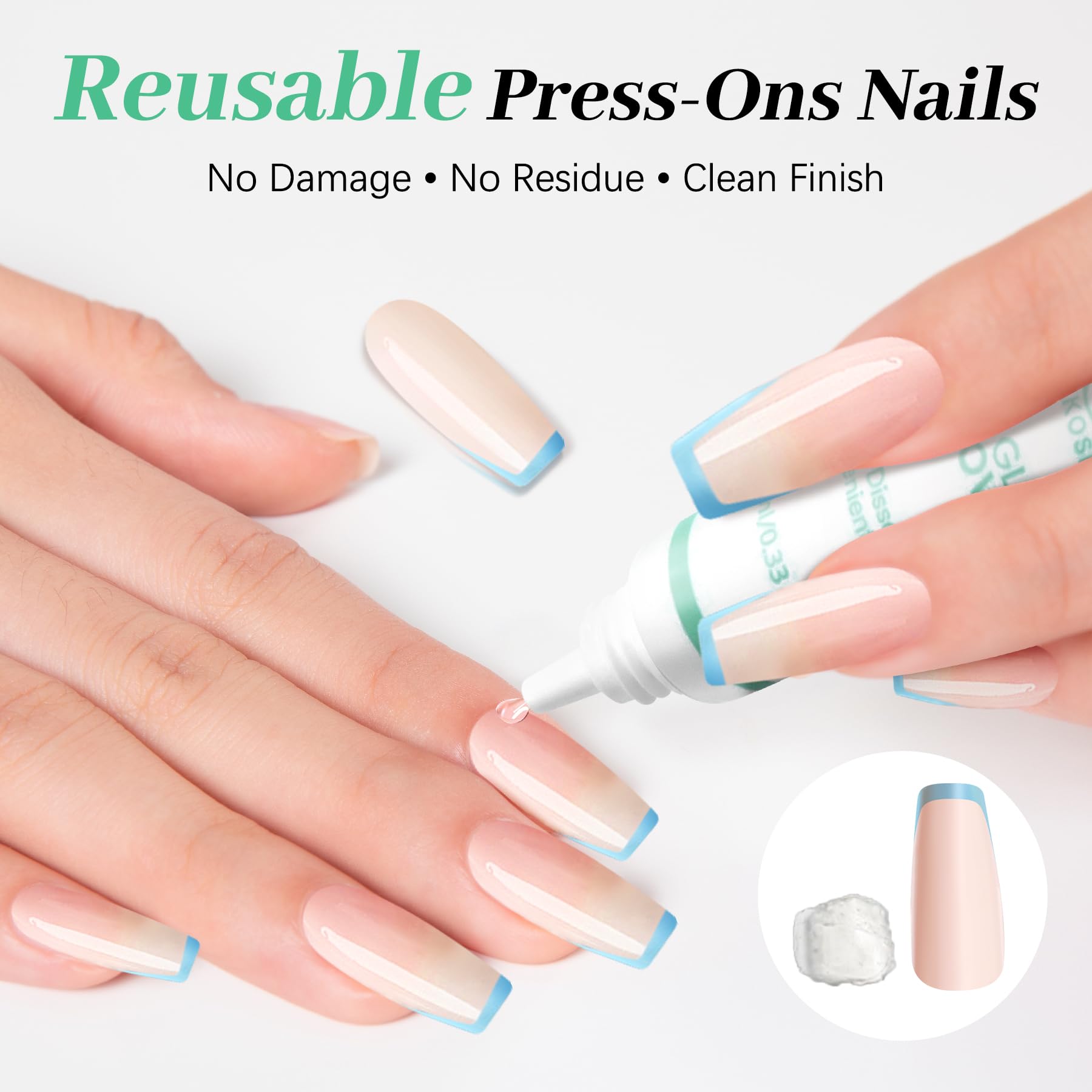 LEYKOSH press-on nails kit ready for secure, easy wear.