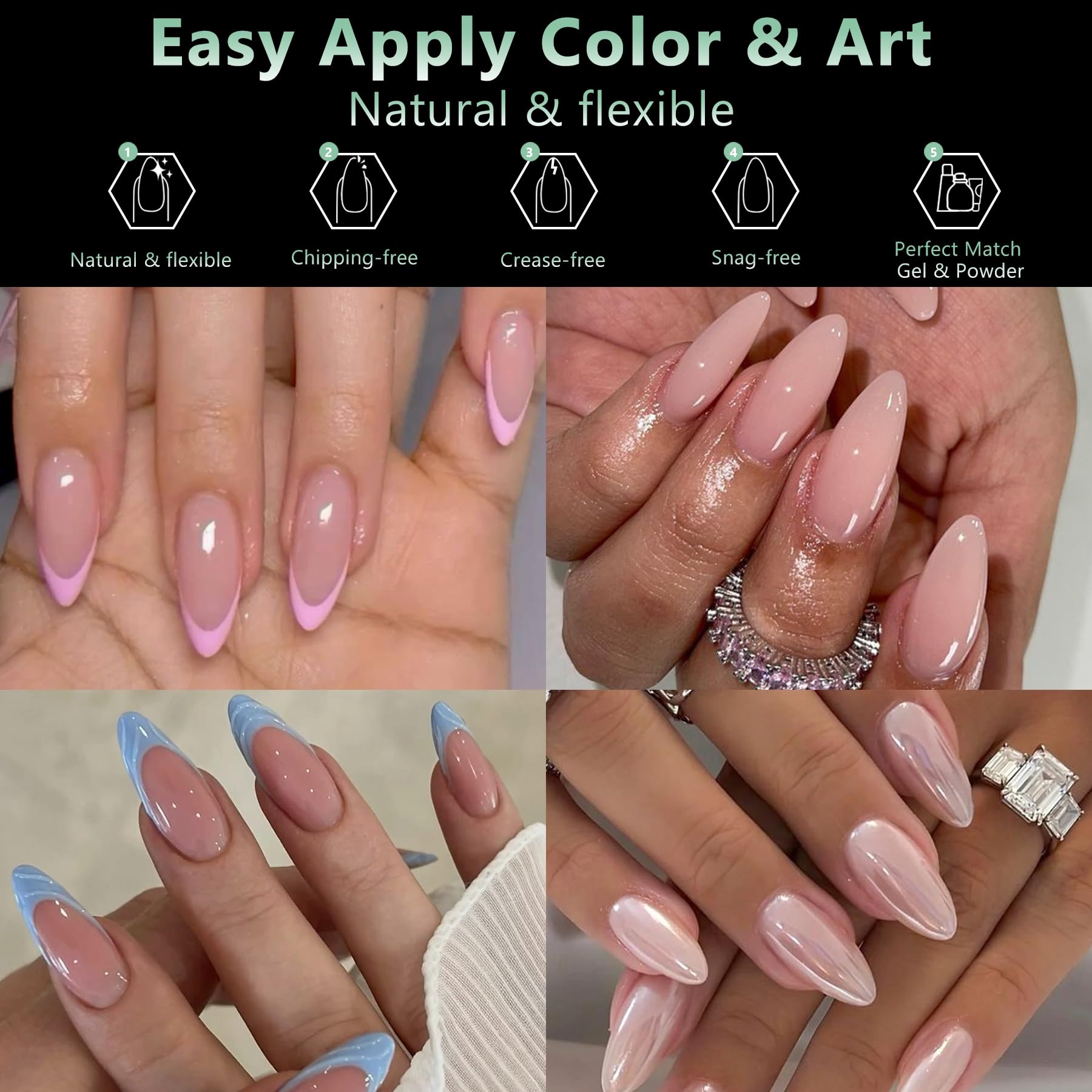 LEYKOSH soft gel nail tips with no-trace material for easy placement