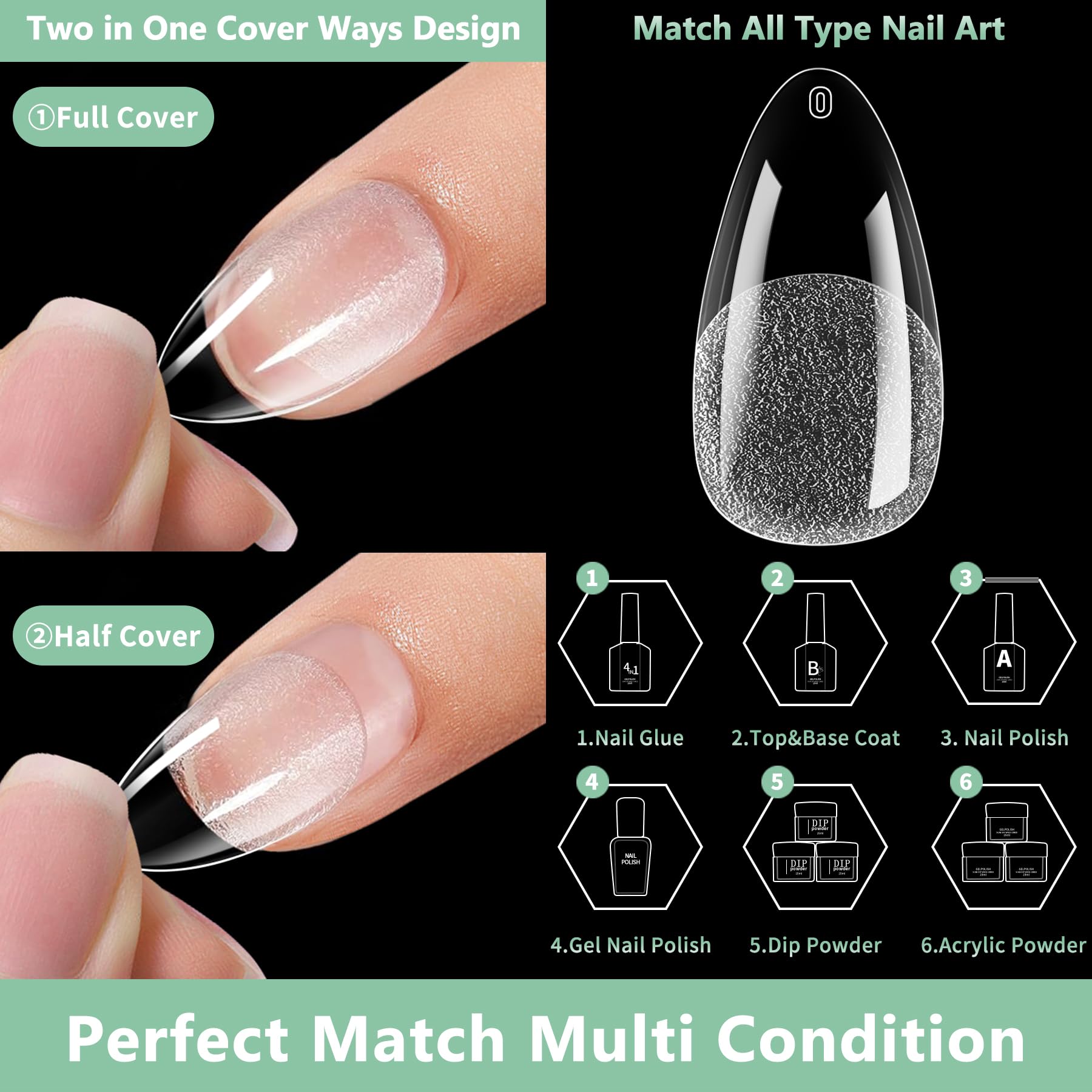LEYKOSH versatile tips for gel, acrylics, or press-on DIY