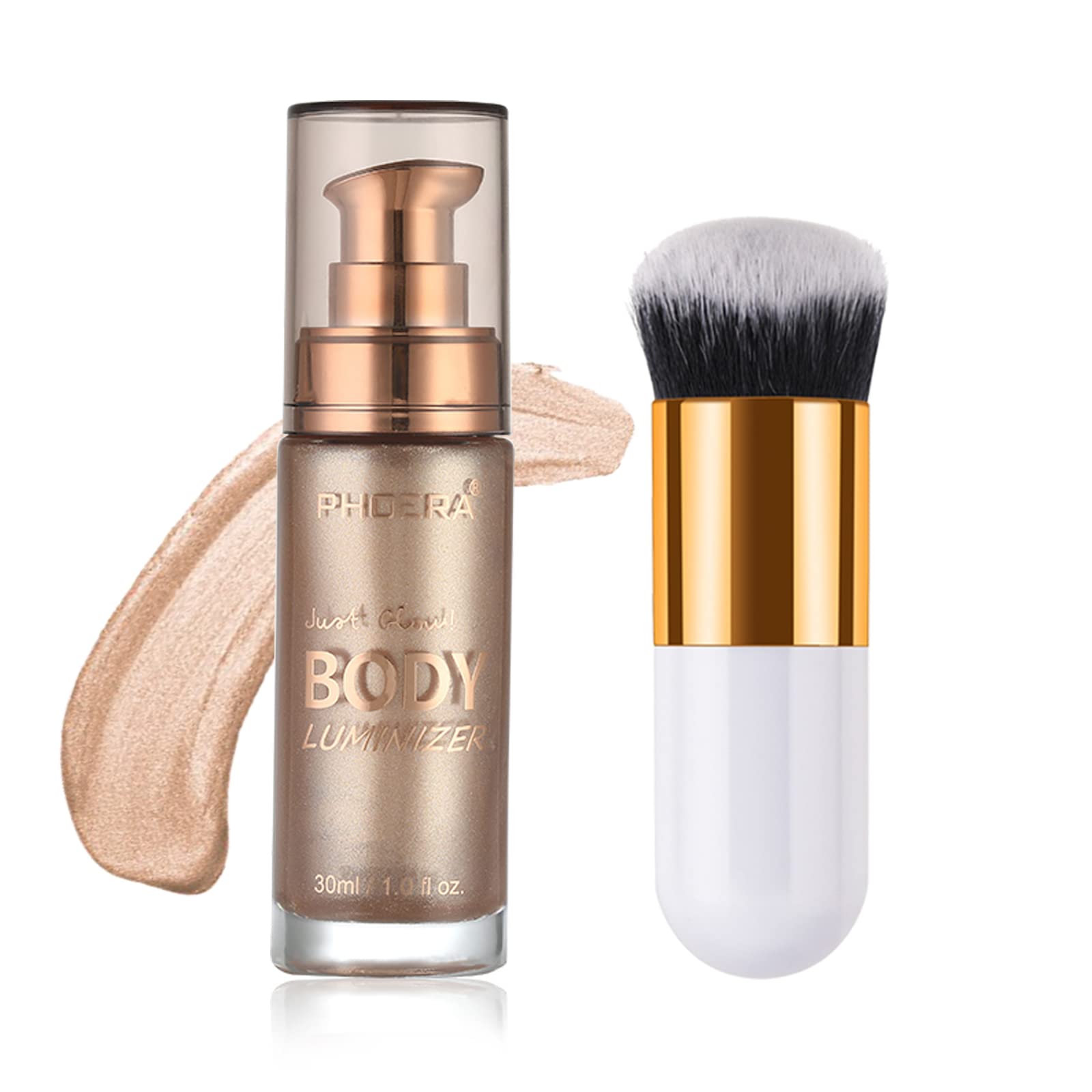 Lezero Aceite luminador corporal Rose Gold con brillo suave e hidratación.