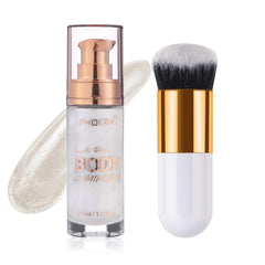 Lezero Body Shimmer Oil, bote, brillo hidratante para una piel suave.