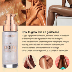 Lezero Body Shimmer Oil, tono Diamond Platinum, brillos naturales para todos los tonos.