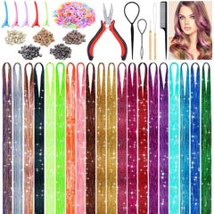 Lezmarket 6000-strand hair tinsel kit in 20 colors for vibrant party looks.