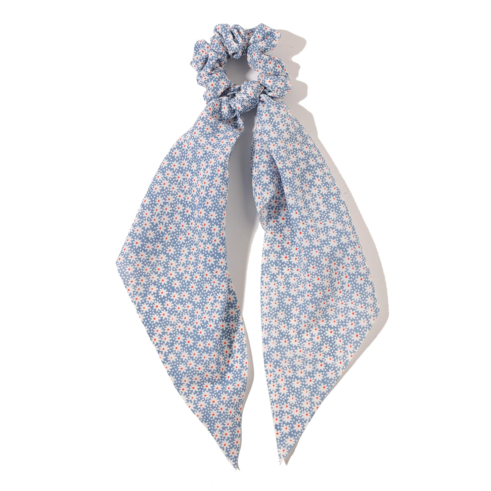 LFOUVRE scrunchie satinado con lazo, protección suave para cabello