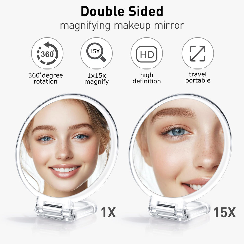 LFOYOU 15x magnifying side delivers clear detail for grooming and tweezing.
