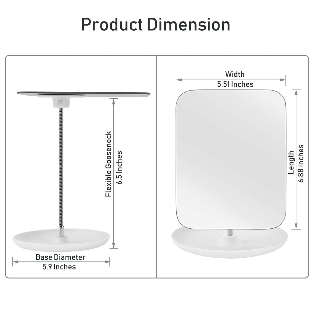 LFOYOU Table Vanity Mirror with Stand highlights adjustable gooseneck for flexible viewing angles