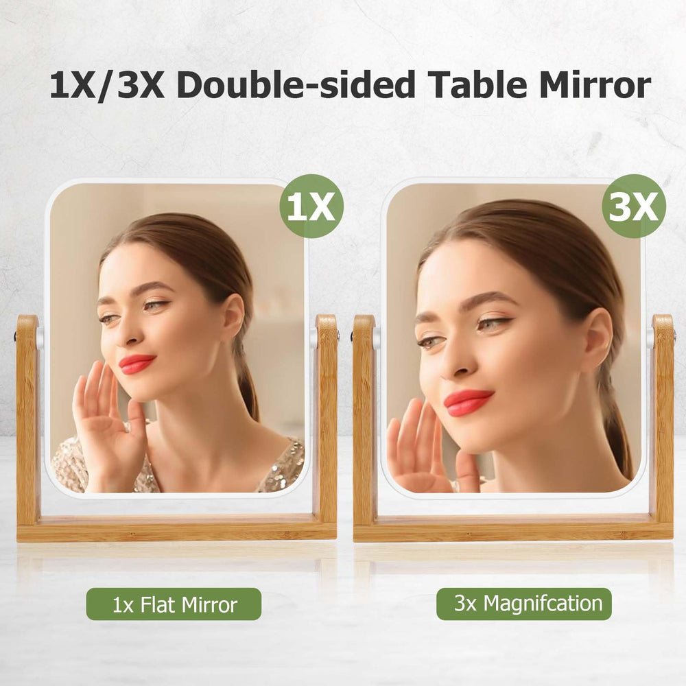 LFOYOU double-sided magnifying mirror 1x-3x for close-up makeup checks.
