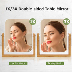 LFOYOU double-sided magnifying mirror 1x-3x for close-up makeup checks.