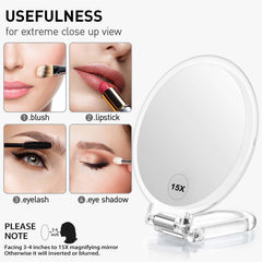 LFOYOU foldable-handle mirror adapts to hand-held, tabletop, and hanging uses.