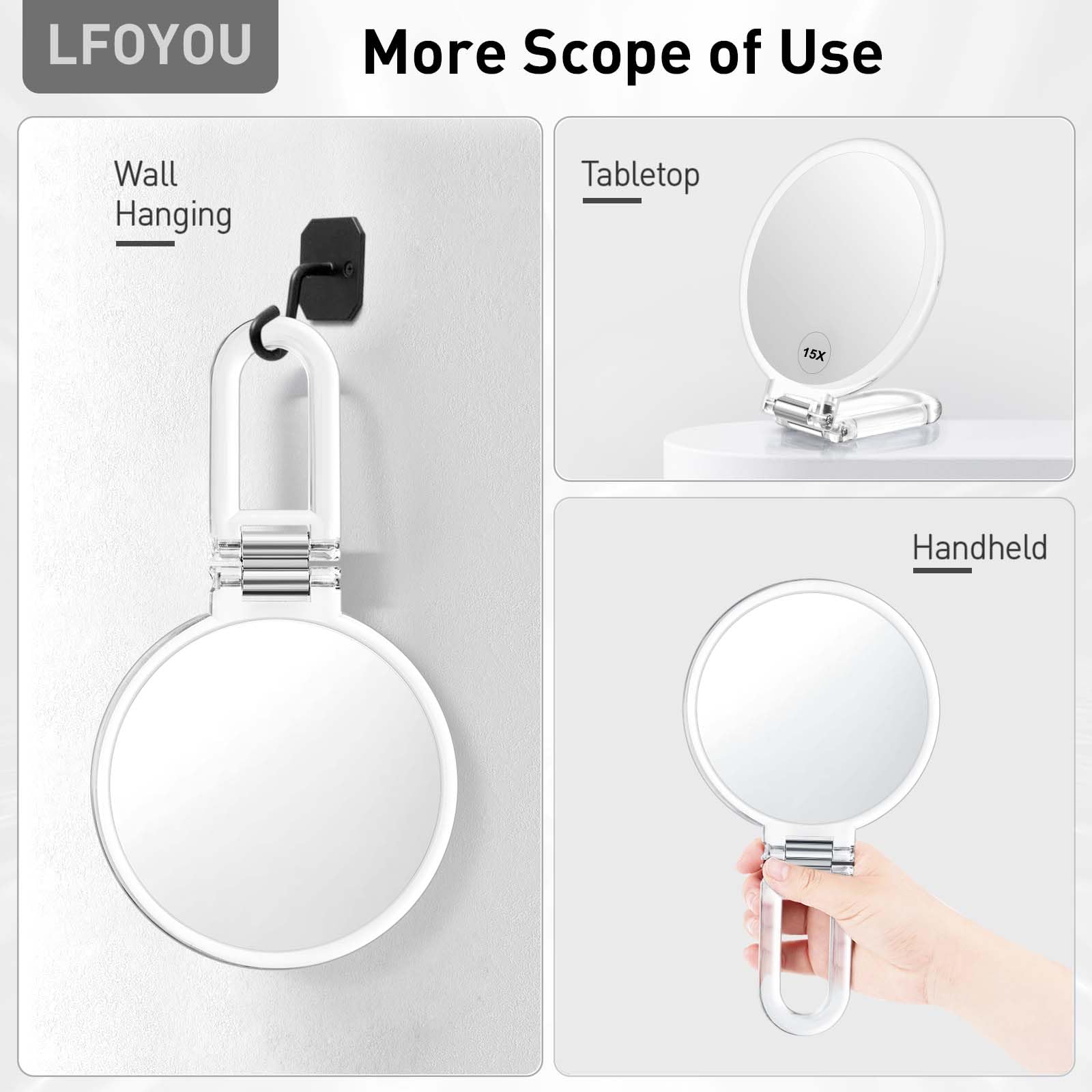LFOYOU transparent, sleek round mirror maintains steadiness while you use it.