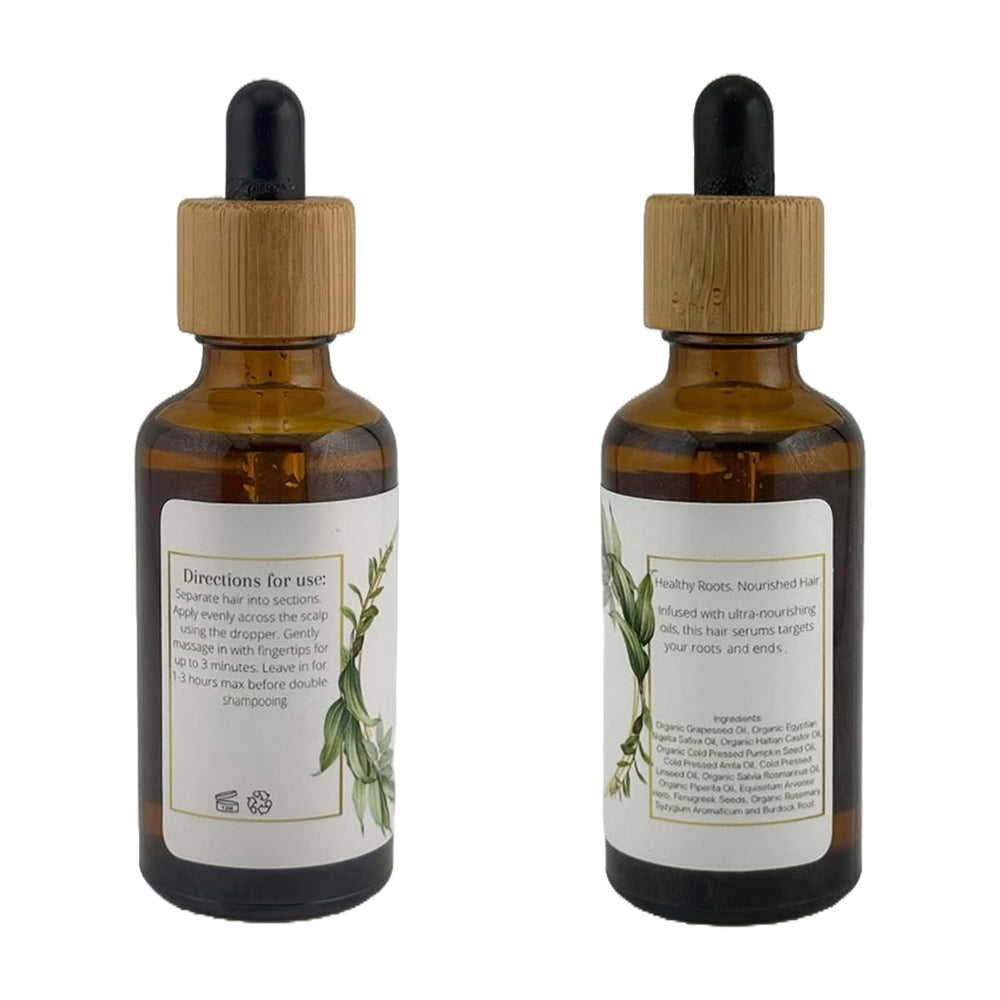 Lia Organics Hair Growth Oil bottle reflecting light to suggest natural shine