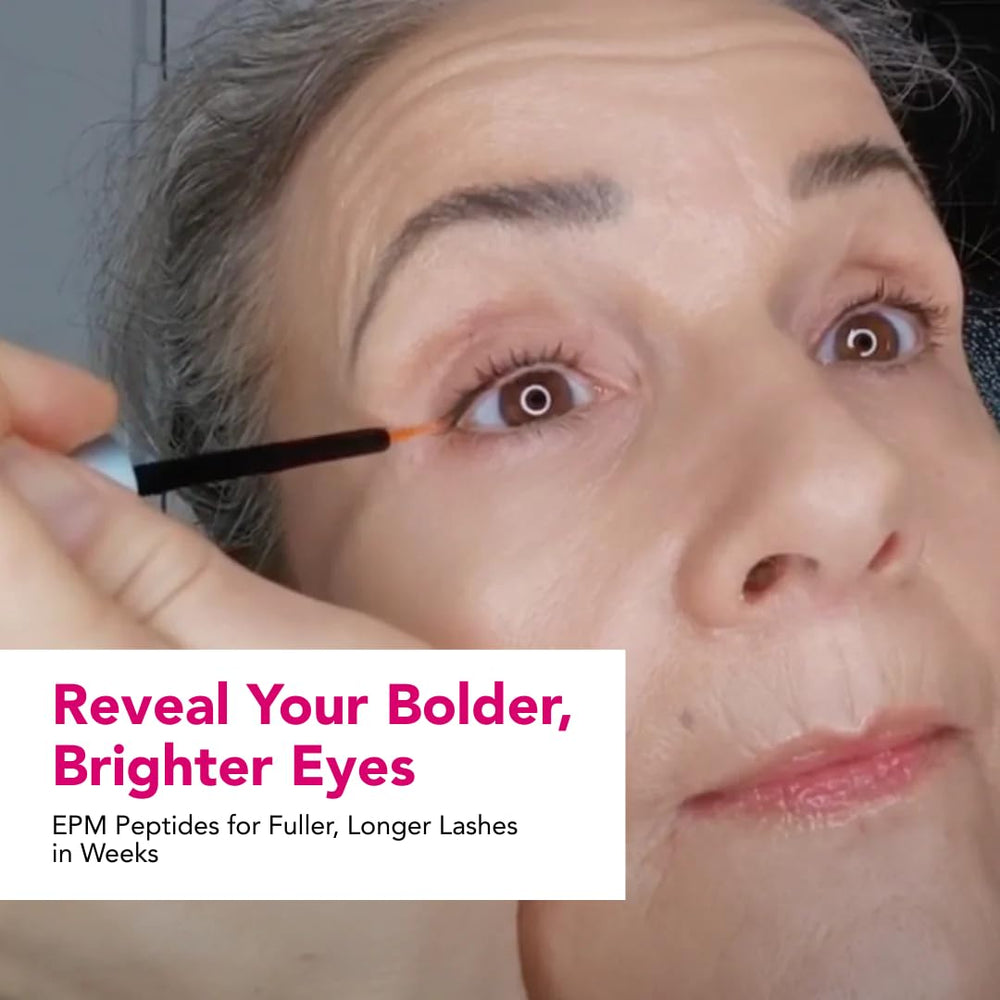 Liaison Lash Growth Serum brush application shows easy daily lash care routine.