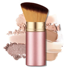 LIALTK retractable kabuki brush with rose-gold finish for travel-friendly makeup application
