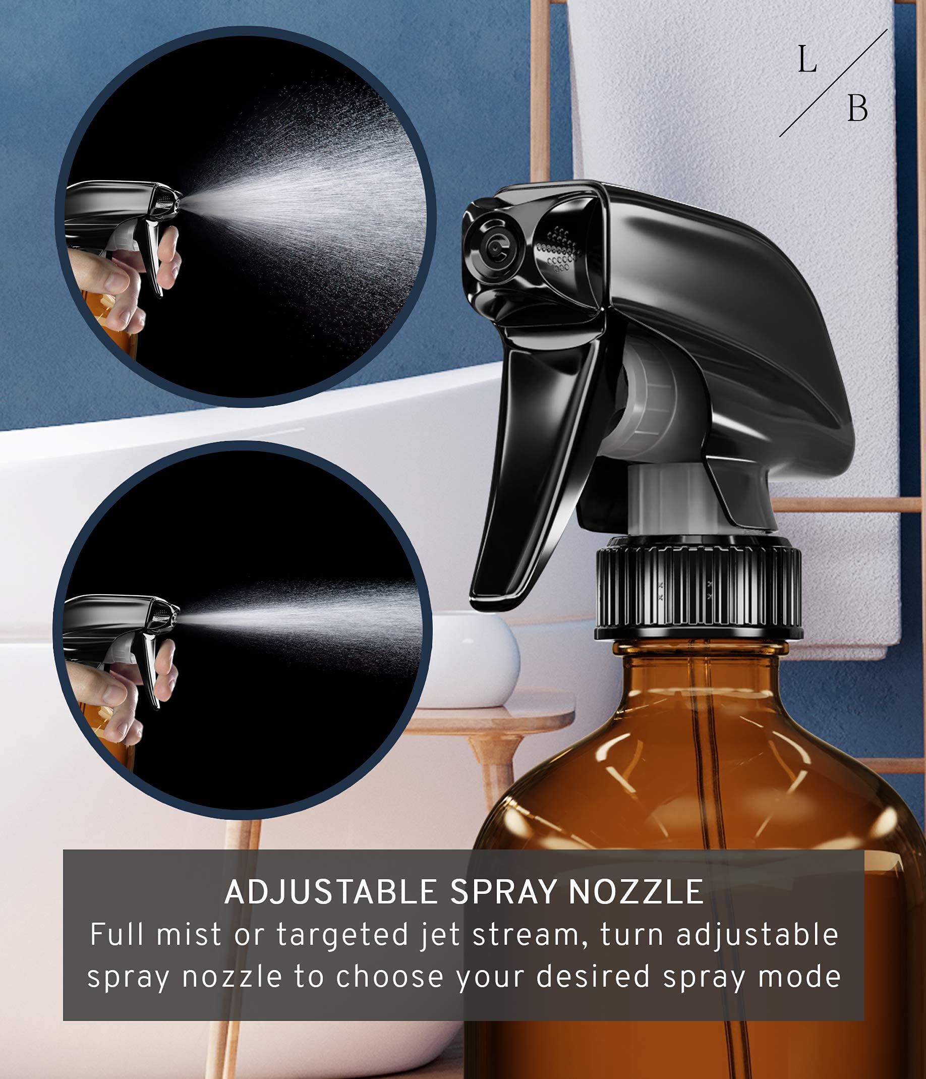 LiBa bleach-vinegar-safe glass bottle keeps harsh cleaners contained.
