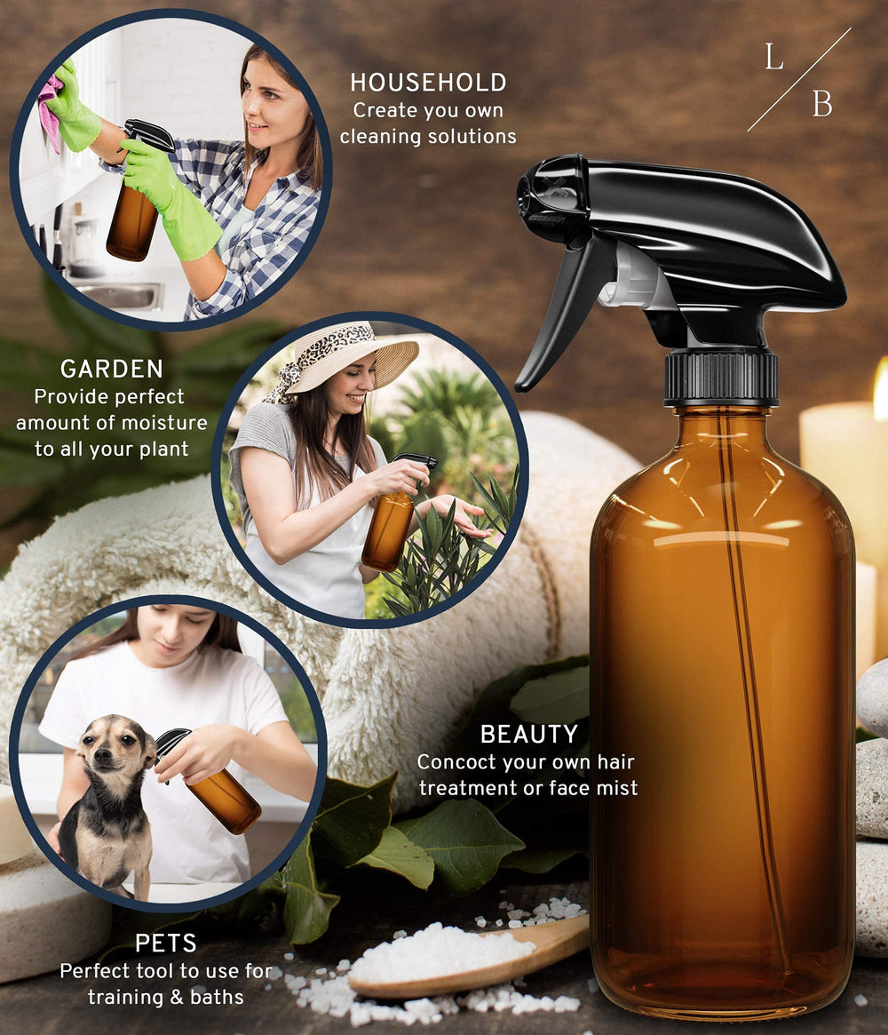 LiBa two-pack amber bottles ready for reusable DIY solutions.