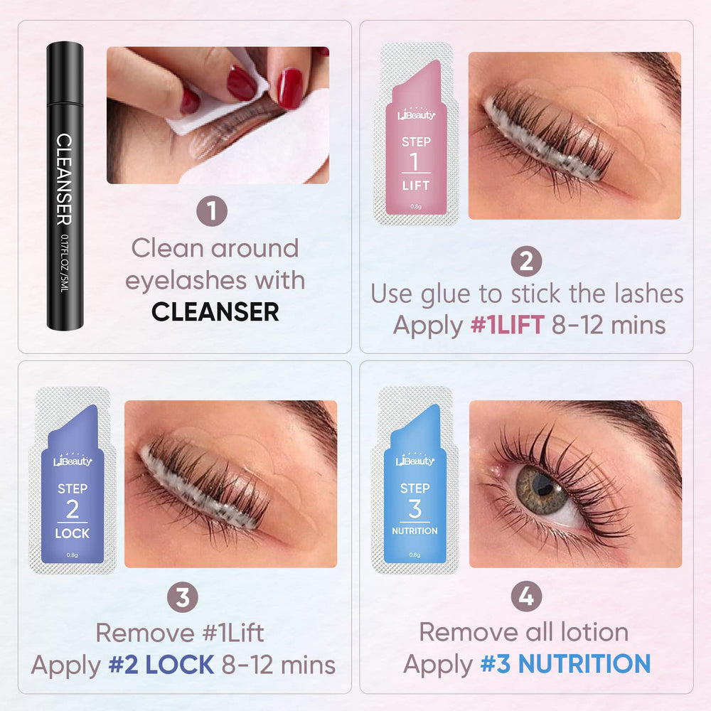 Libeauty eyelash lift result with lasting curls.