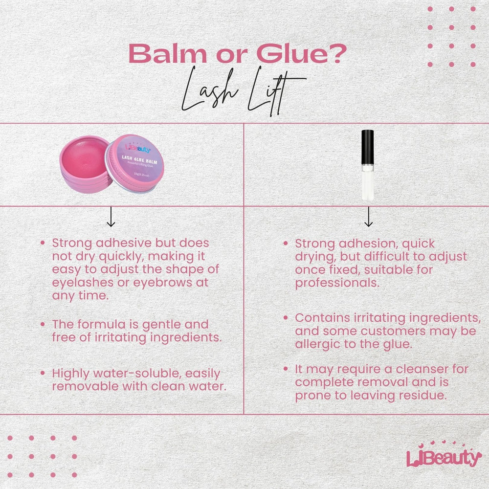 Libeauty Glue Balm with brush enables effortless lash adjustment during perm.