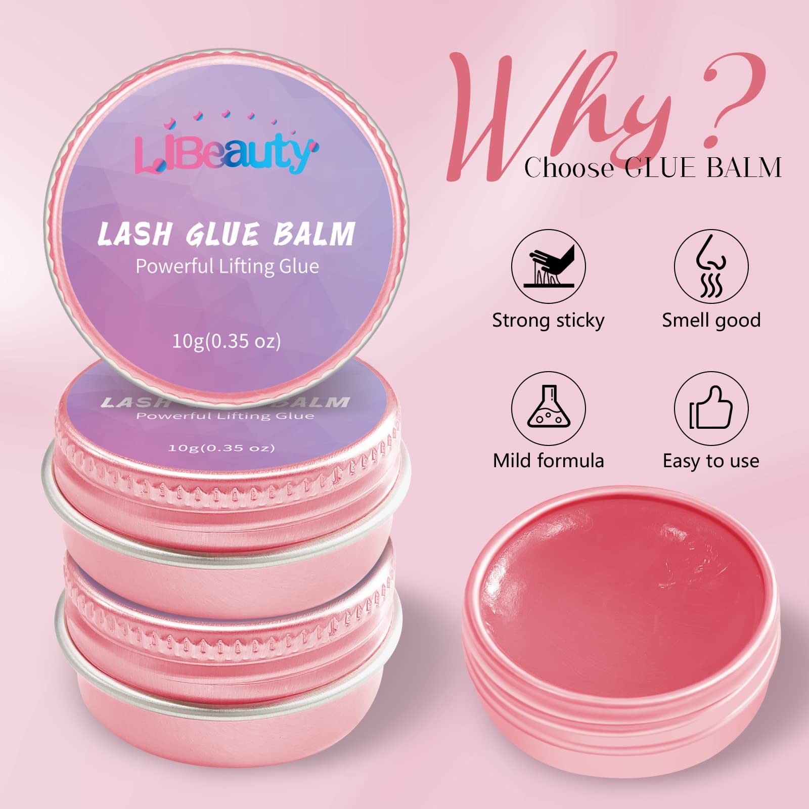 Libeauty lash lift glue balm with lash brow brush tool for precise placement.