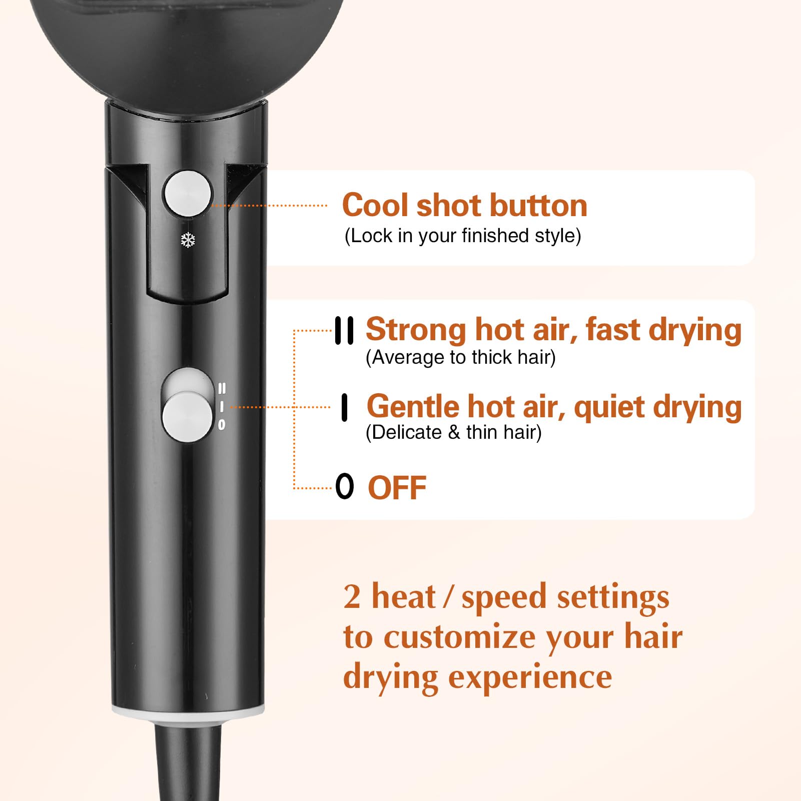 Licoseam 1600W airflow delivers fast drying with controlled temperature.