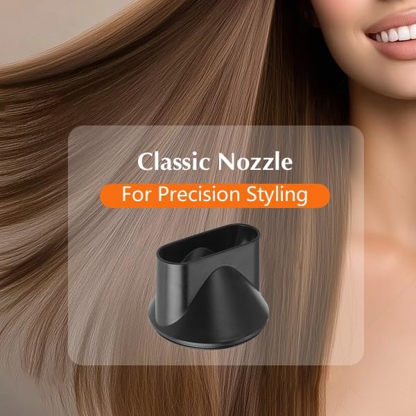 Licoseam precision nozzle concentrates airflow for precise styling.