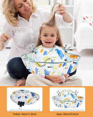 Lictin dinosaur-theme cape closed, highlighting playful design for kids.