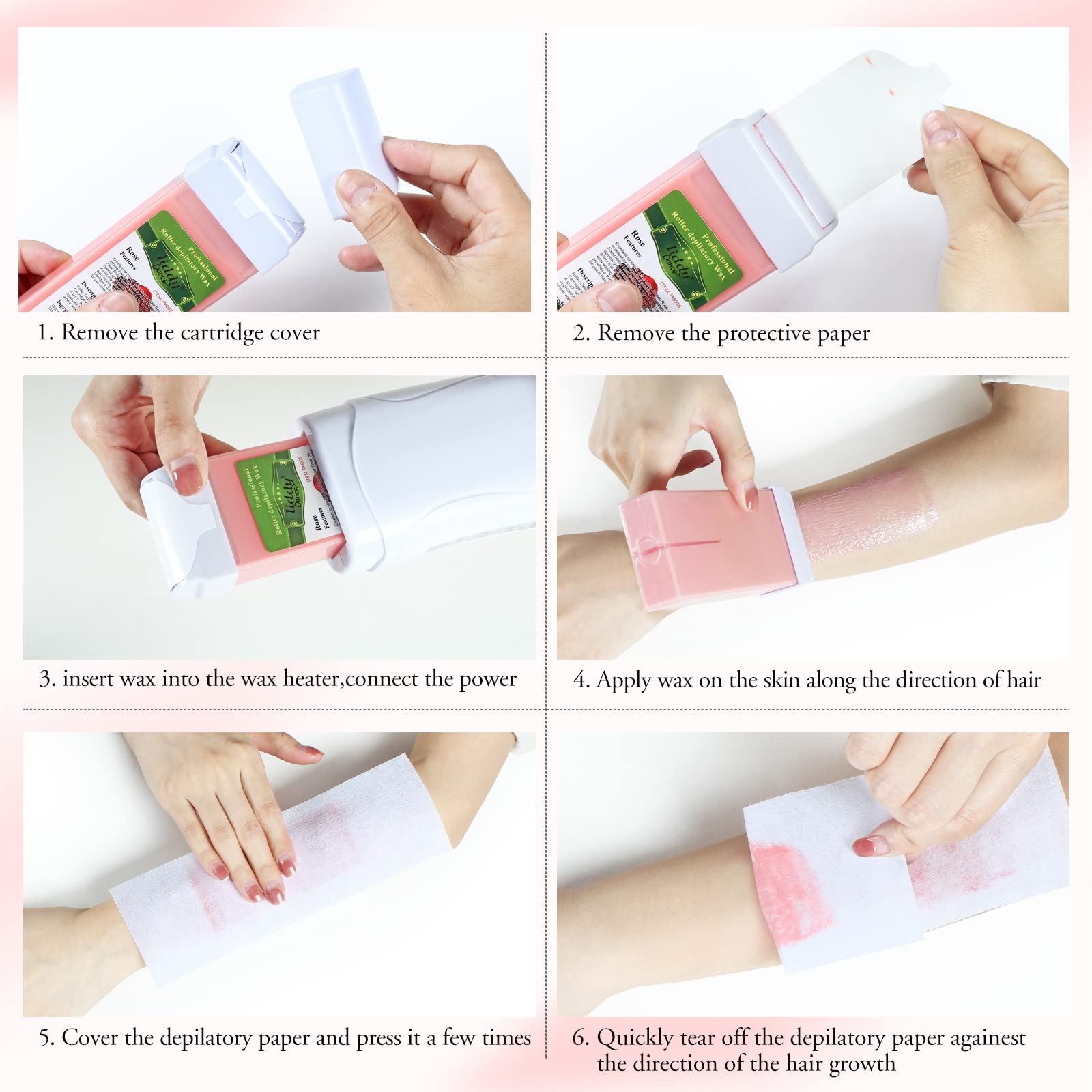 Home waxing setup for legs and arms with rose wax kit