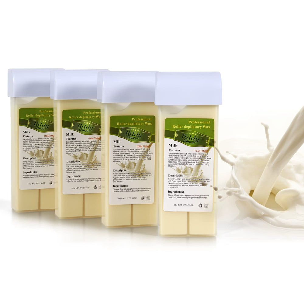 Liddy Dance Milk Roll-On Wax refill 4-pack packaging for easy at-home waxing