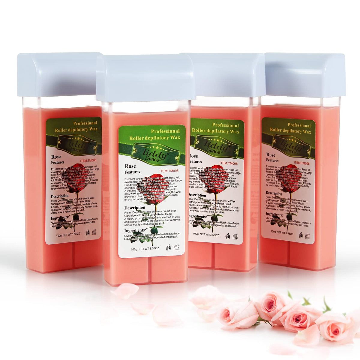 Liddy Dance rose roll-on wax cartridges four pack for at home waxing