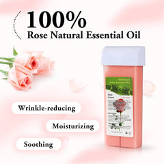 Liddy Dance rose wax roll-on being applied to skin for hair removal