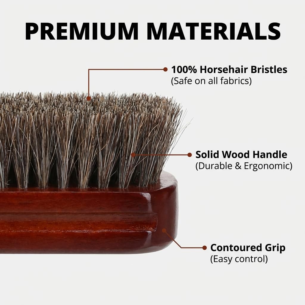 Lids Premium Horsehair Hat Brush wood handle enables precise cleaning on hats