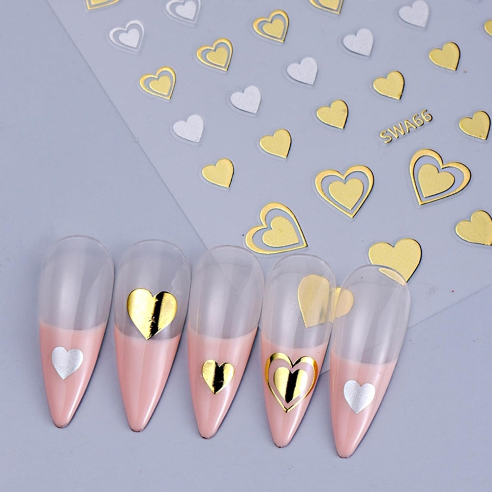 LIDUNANWU 8 hojas pegatinas corazón uñas para decoración fácil.
