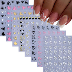 LIDUNANWU corazon-uñas 3D adhesivas oro rosa para uñas elegantes.