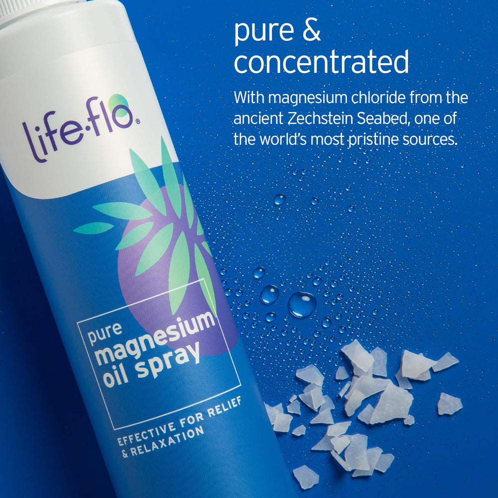 LIFE-FLO Aceite magnesio spray: aplicación precisa para pies y cuerpo.